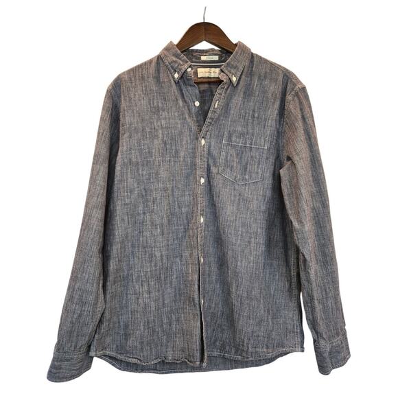 Hawker Rye Gray Chambray Cotton Regular Fit Button Down Casual Mens Large - Picture 1 of 8